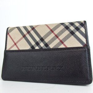 Authentic BURBERRY Nova Check Card Case Jacquard nylon canvas/leather [Used]